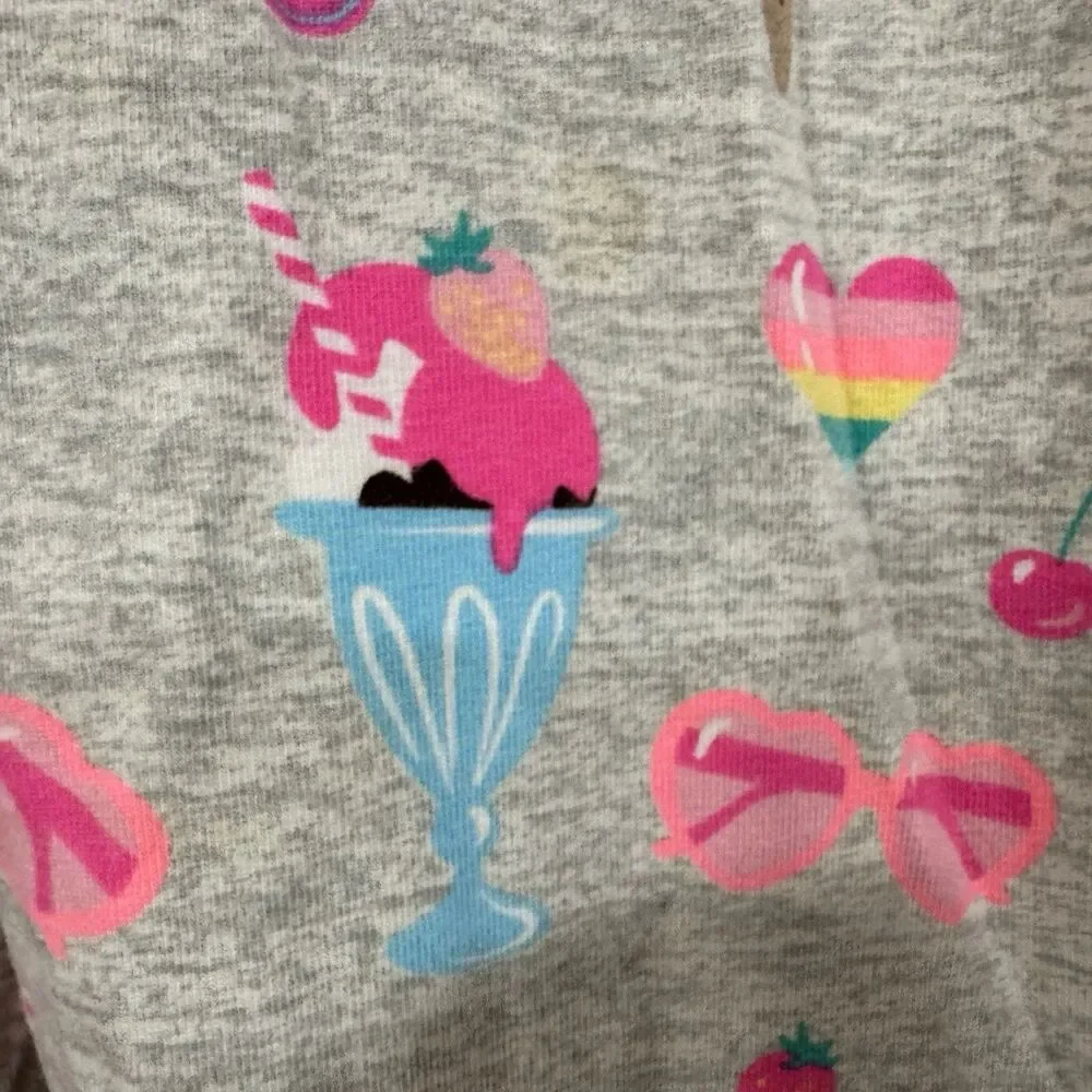 Girls PLACE XL 14 Grey Ice Cream Roller Skate Cherry Leggings